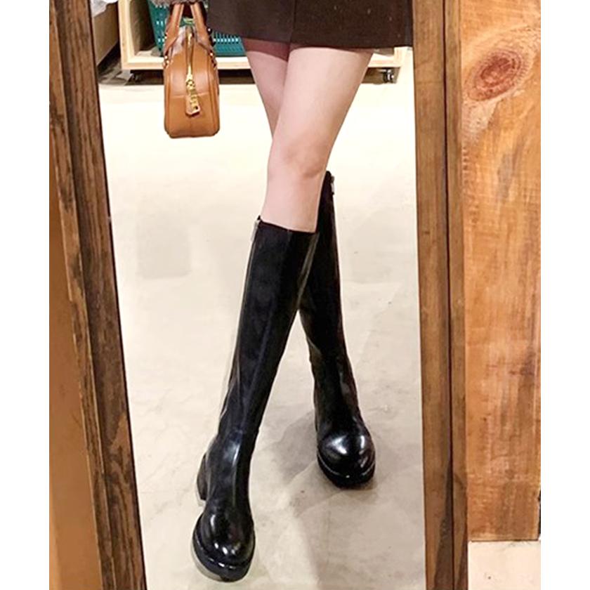 ロングブーツ レザー風 ファスナー ジップ ZIP ウォッシュ加工 ブラック / ウォッシュドレザー風サイドダブルバックルショートブーツ ロングブーツ レザー風 ファスナー ジップ ZIP ウォッシュ加工 ブラック / ウォッシュドレザー風サイドダブルバックルショートブーツ