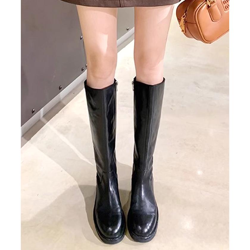 ロングブーツ レザー風 ファスナー ジップ ZIP ウォッシュ加工 ブラック / ウォッシュドレザー風サイドダブルバックルショートブーツ ロングブーツ レザー風 ファスナー ジップ ZIP ウォッシュ加工 ブラック / ウォッシュドレザー風サイドダブルバックルショートブーツ