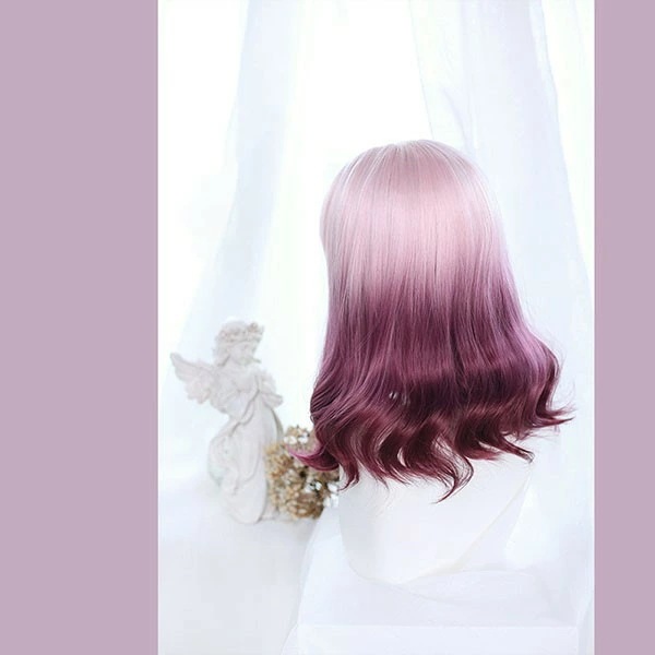 ウィッグ フルウィッグ ミディアム 女性 レディース ゆめかわ ロリータ ハロウィン ふんわり 前髪あり かつら コスプレ 可愛い 耐熱ウィッグ コスチューム 仮装 大人用 グラデーション 文化祭 イ