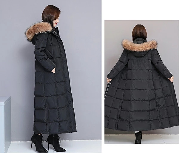 ファー Aライン 帽子付き ダウンコート ベンチコート 超ロング レディ レディース ダウンジャケット フード 撥水 ファー付き 着痩せ 大きいサイズ 黒 ベンチブラック 厚手 冬服 防寒着 おしゃれ