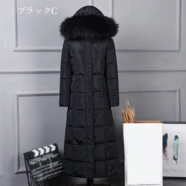 ファー Aライン 帽子付き ダウンコート ベンチコート 超ロング レディ レディース ダウンジャケット フード 撥水 ファー付き 着痩せ 大きいサイズ 黒 ベンチブラック 厚手 冬服 防寒着 おしゃれ