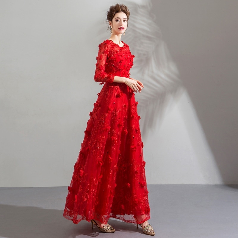 韓国ファッション 二次会 結婚式 パーティードレス 赤い花びらの長袖ウエディングドレス ウエディングドレス シンプルワンワードショルダー花嫁ウエディングドレスディナーパーティーパーティードレス演奏会 韓国ファッション 二次会 結婚式 パーティードレス 赤い花びらの長袖ウエディングドレス ウエディングドレス シンプルワンワードショルダー花嫁ウエディングドレスディナーパーティーパーティードレス演奏会