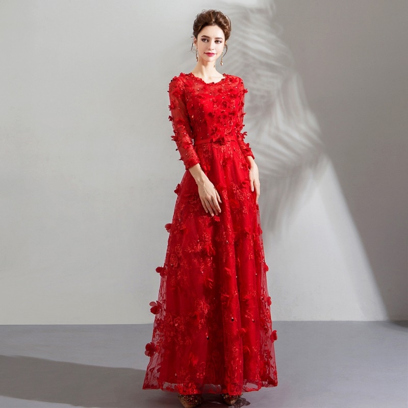 韓国ファッション 二次会 結婚式 パーティードレス 赤い花びらの長袖ウエディングドレス ウエディングドレス シンプルワンワードショルダー花嫁ウエディングドレスディナーパーティーパーティードレス演奏会 韓国ファッション 二次会 結婚式 パーティードレス 赤い花びらの長袖ウエディングドレス ウエディングドレス シンプルワンワードショルダー花嫁ウエディングドレスディナーパーティーパーティードレス演奏会
