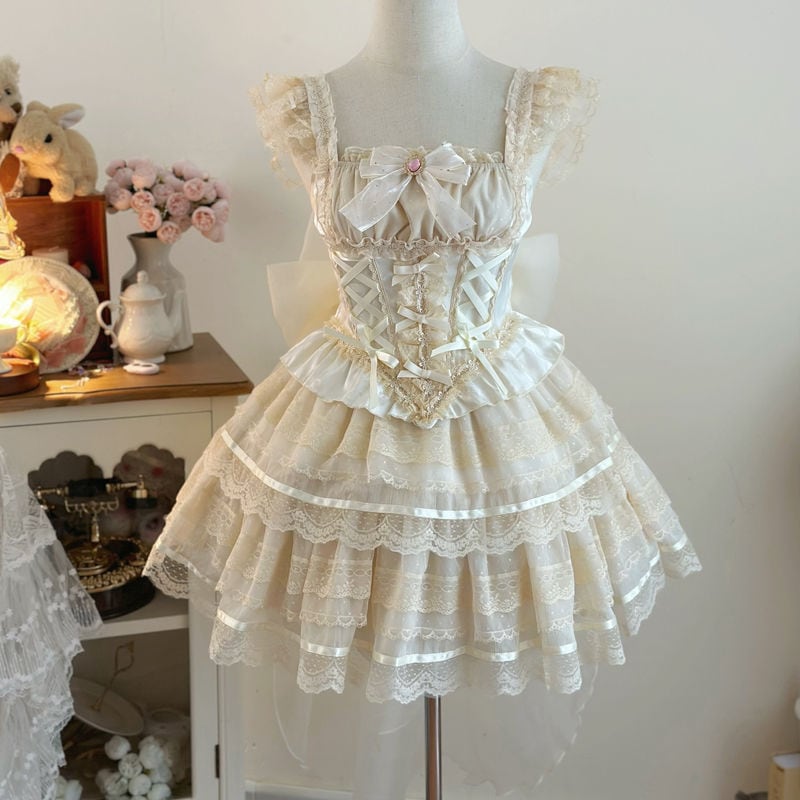 ロリータドレス【乙女恋心】オリジナルデザイン日系ロリータバレエ風花嫁jskキャミソールワンピース和服コスチュームコスチューム ロリータドレス【乙女恋心】オリジナルデザイン日系ロリータバレエ風花嫁jskキャミソールワンピース和服コスチュームコスチューム