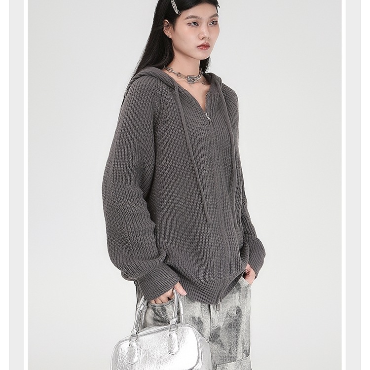 セーター ニット トップス ワイド ケーブル ビッグシルエット パーカー フーディー ドロップショルダー 長袖 セーター ニット トップス ワイド ケーブル ビッグシルエット パーカー フーディー ドロップショルダー 長袖