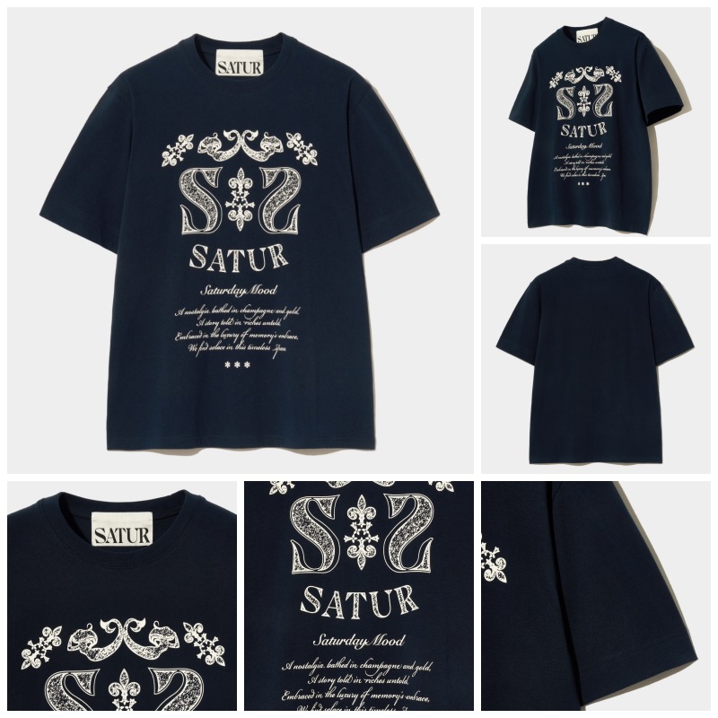 【SATUR】Classy Nostalgia Vintage Graphic TShirt Newtro Navy SATUR】 CLASSY NOSTALGIA VINTAGE GRAPHIC T-SHIRT : NEWTRO
