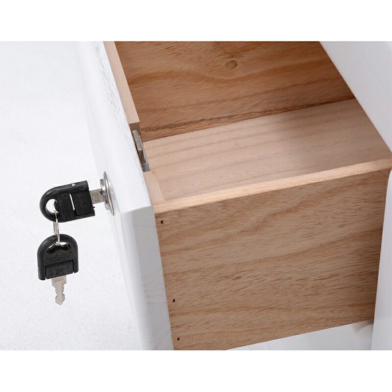 ＦＡＸ台(ウォッシュホワイト)　MFX-6231WS多引き出しのFAX台鍵付きの引出しには重要なものを保管できます