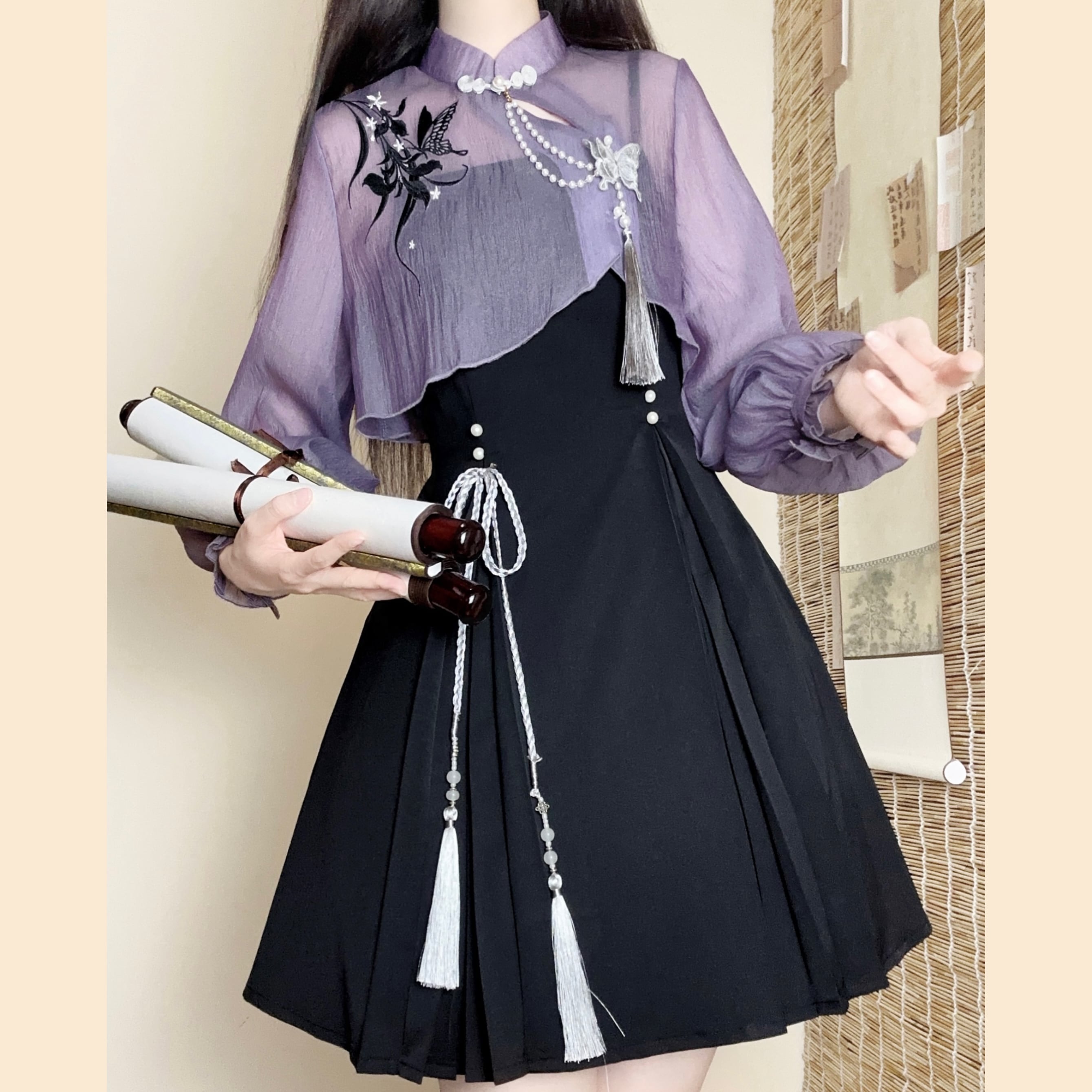 【フルセット】アイリス蝶ダンス減齢新韓国cos要素上着ワンピースセット女性夏 【フルセット】アイリス蝶ダンス減齢新韓国cos要素上着ワンピースセット女性夏