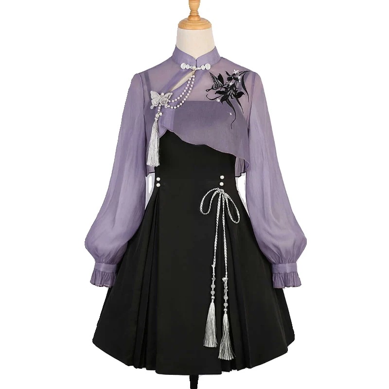 【フルセット】アイリス蝶ダンス減齢新韓国cos要素上着ワンピースセット女性夏 【フルセット】アイリス蝶ダンス減齢新韓国cos要素上着ワンピースセット女性夏