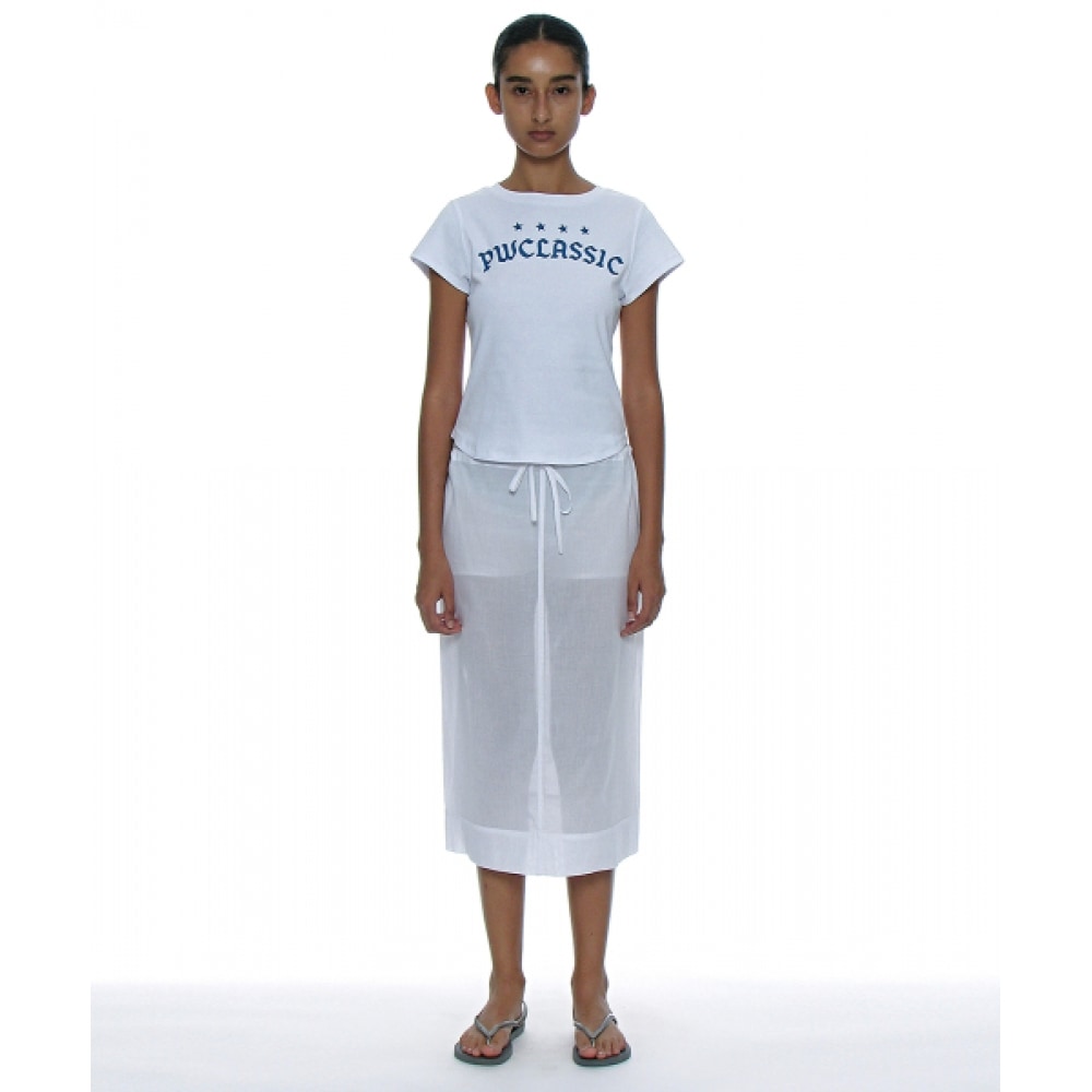 PARTIMENTO (パーティメント) レディースクラシックロゴプリントショートスリーブ Tシャツ_ホワイト PARTIMENTO (パーティメント) レディースクラシックロゴプリントショートスリーブ Tシャツ_ホワイト