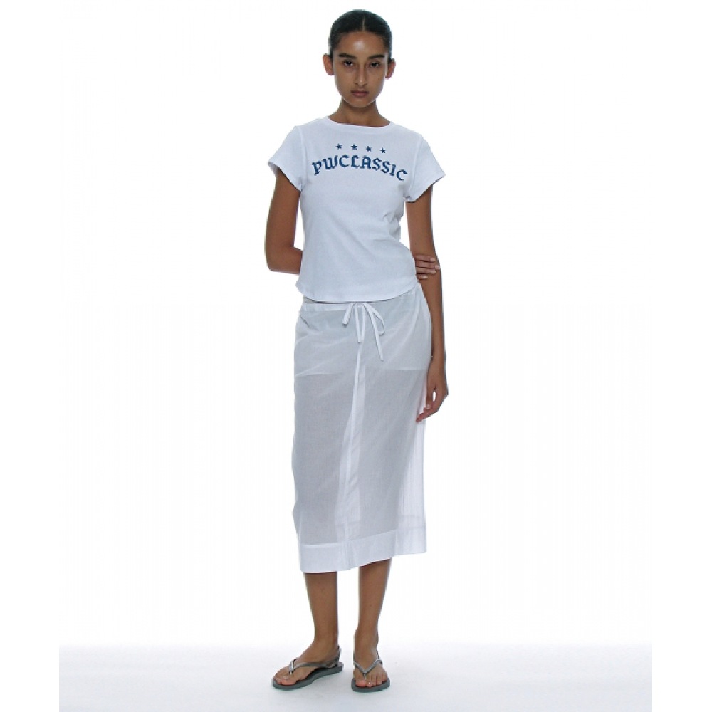 PARTIMENTO (パーティメント) レディースクラシックロゴプリントショートスリーブ Tシャツ_ホワイト PARTIMENTO (パーティメント) レディースクラシックロゴプリントショートスリーブ Tシャツ_ホワイト