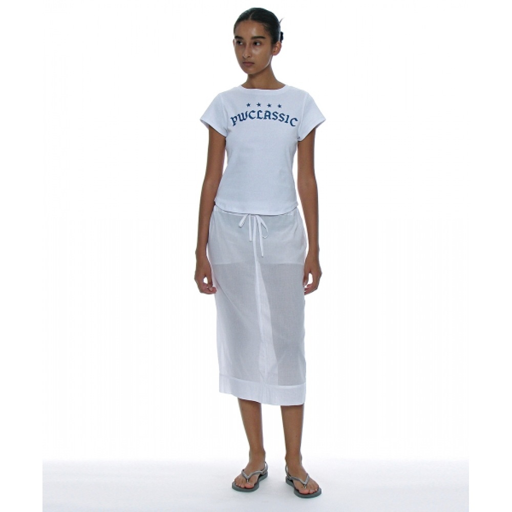 PARTIMENTO (パーティメント) レディースクラシックロゴプリントショートスリーブ Tシャツ_ホワイト PARTIMENTO (パーティメント) レディースクラシックロゴプリントショートスリーブ Tシャツ_ホワイト