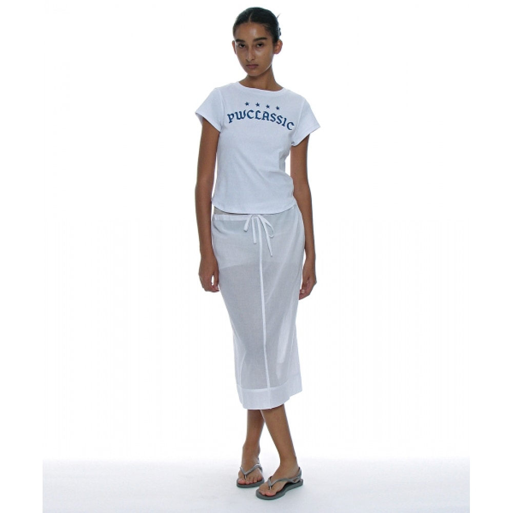 PARTIMENTO (パーティメント) レディースクラシックロゴプリントショートスリーブ Tシャツ_ホワイト PARTIMENTO (パーティメント) レディースクラシックロゴプリントショートスリーブ Tシャツ_ホワイト