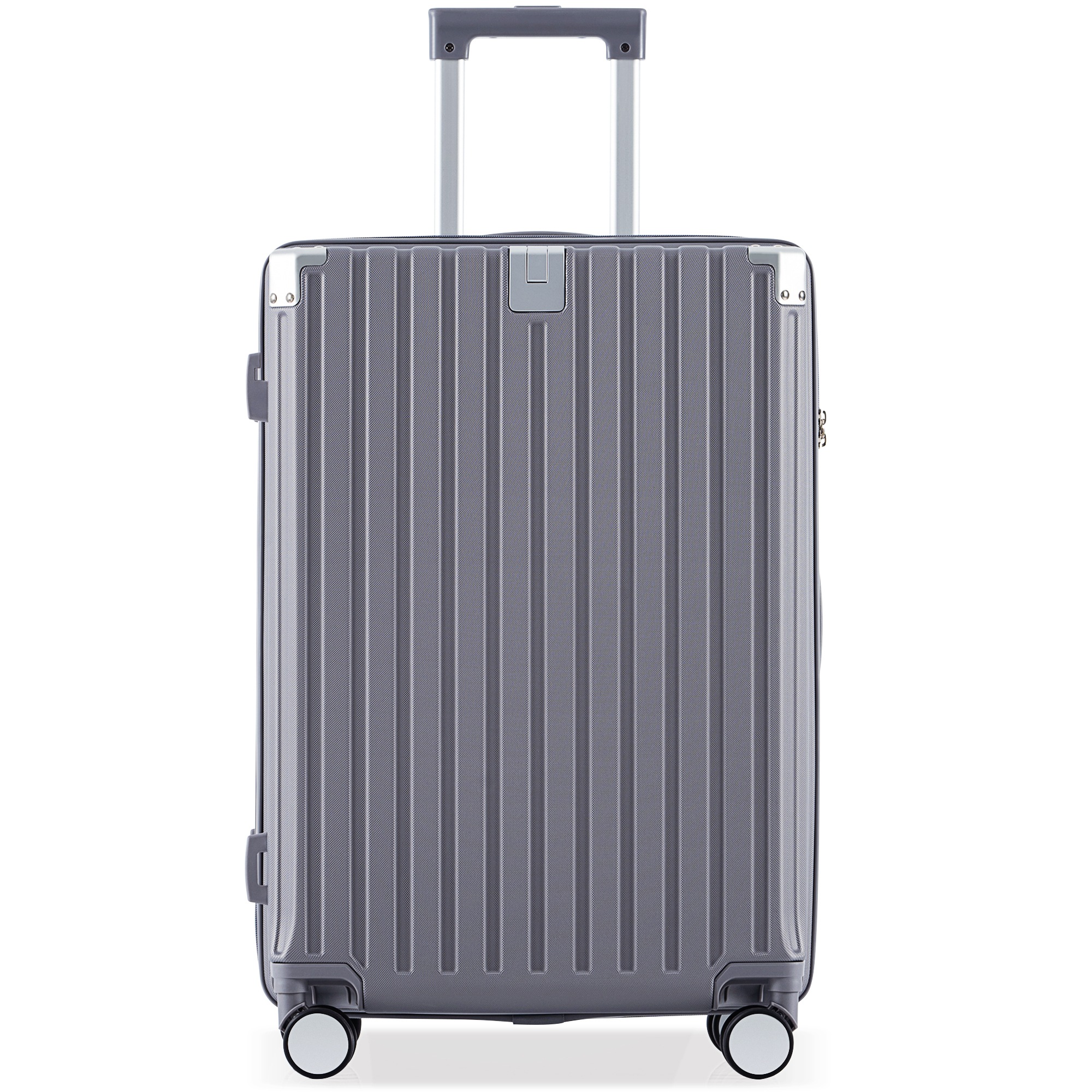 【2点購入で150OFF】【国内即発送】スーツケース grey Lサイズ キャリーケース キャリーバッグ Lサイズ ストッパー付き アルミコーナーパッド 7日~14日 大容量超軽量 軽い おしゃれ か