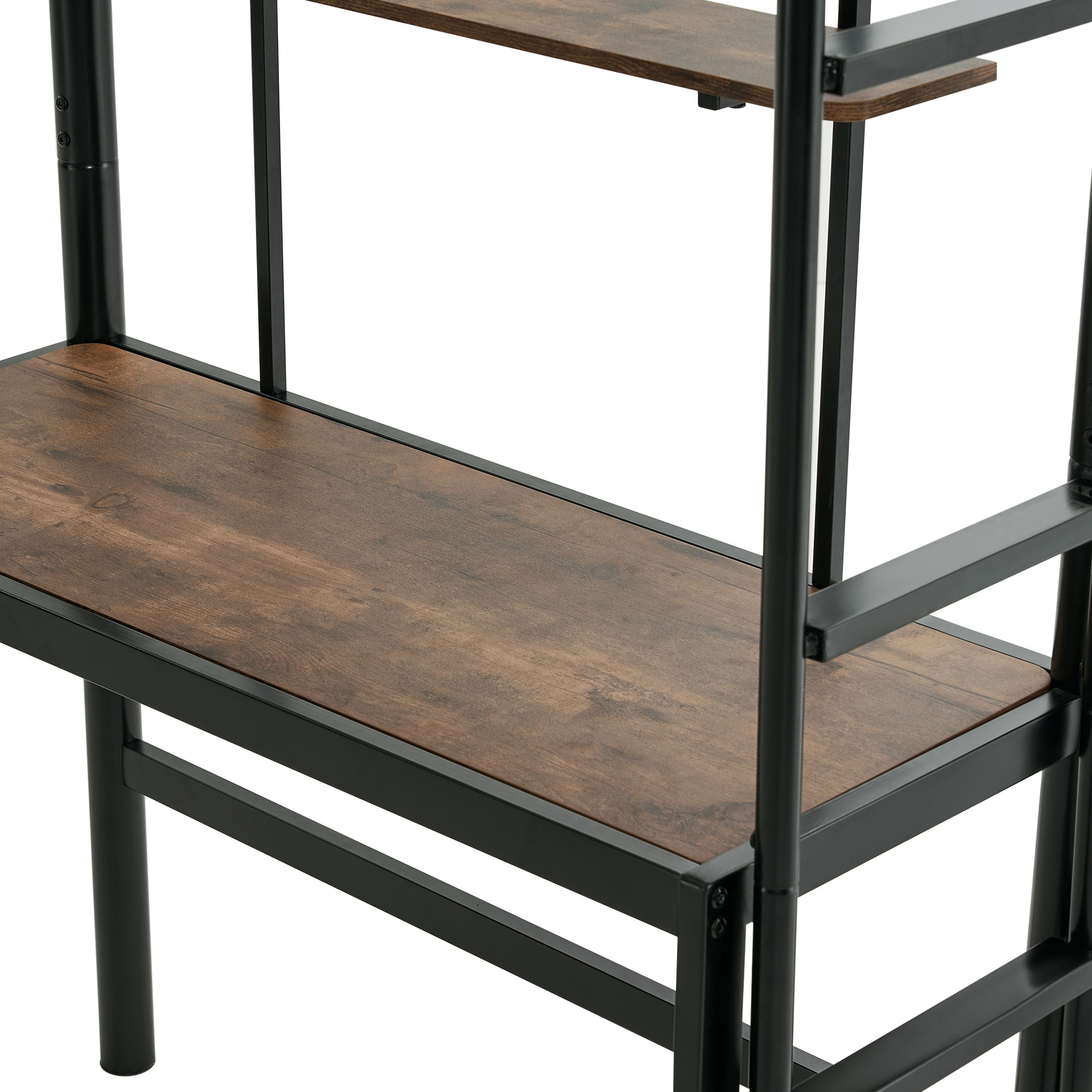 【国内出荷】ロフトベッド パイプベッド シングル ロフトベッド机付き パイプベッド シングル 木 デスク付き コンセント付き 耐荷重150kg 高さ170cm 収納棚 ロフトベッド ハイタイプ はしご