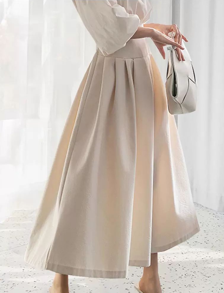 脚長効果 ハイウエスト パフスリーブ ワンピース OHCA0020