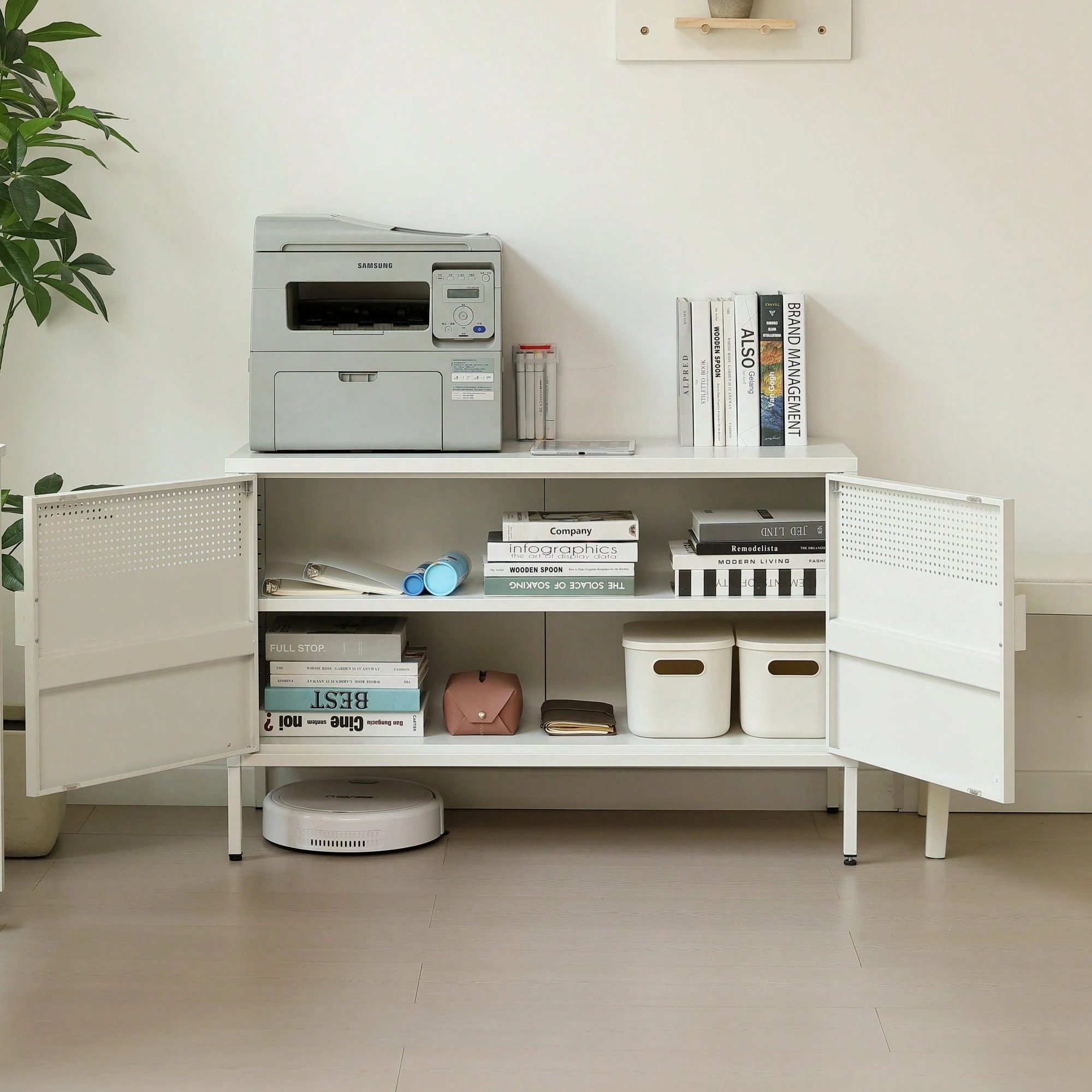 キャビネット スチール メタル 金属製 扉付き テレビ台 サイドボード