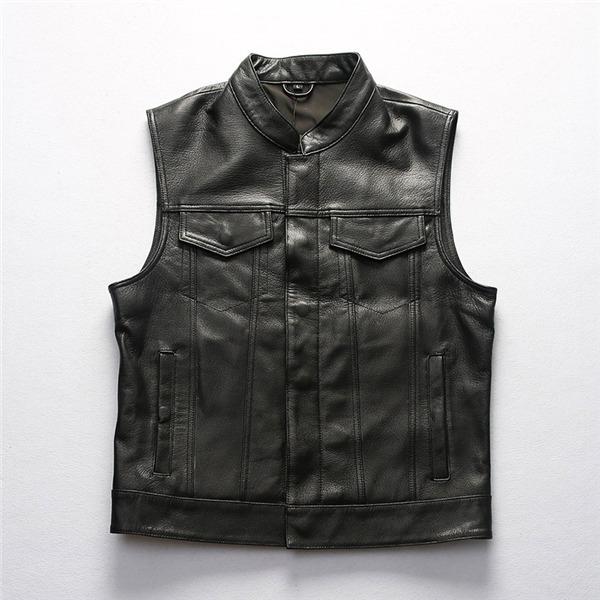 【即納】ライダースベスト メンズ レザーベスト 本革 皮ベスト ジレ チョッキ 大きいサイズ ノースリーブ レザー バイク 防寒防水 かっこいい フォーマル