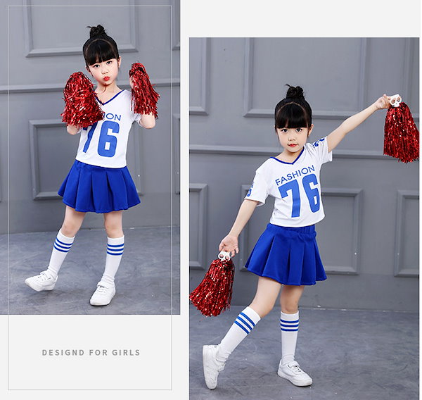 可愛いレッド系チアリーダーユニフォーム 上下2点セット★Lions チアリーディング部 クラブチーム チアガール チアダンス J35 チアガールコスプレ衣装 男女兼用 応援服ダンス衣装 チアリーダー