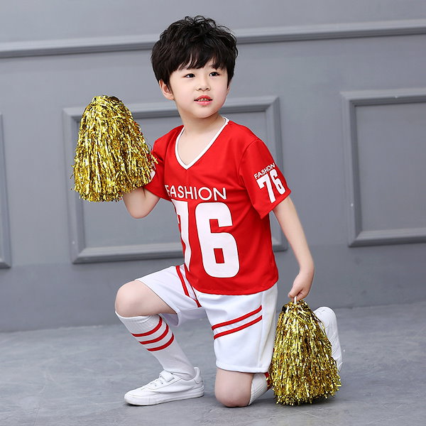 可愛いレッド系チアリーダーユニフォーム 上下2点セット★Lions チアリーディング部 クラブチーム チアガール チアダンス J35 チアガールコスプレ衣装 男女兼用 応援服ダンス衣装 チアリーダー