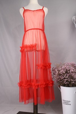 ワンピース フレア チュール ロング丈 ミモレ丈 キャミソール ノースリーブ Vネック セミフレア レース チュール シースルー 大人可愛い おしゃれ 個性的 かわいい 学生 お出かけ