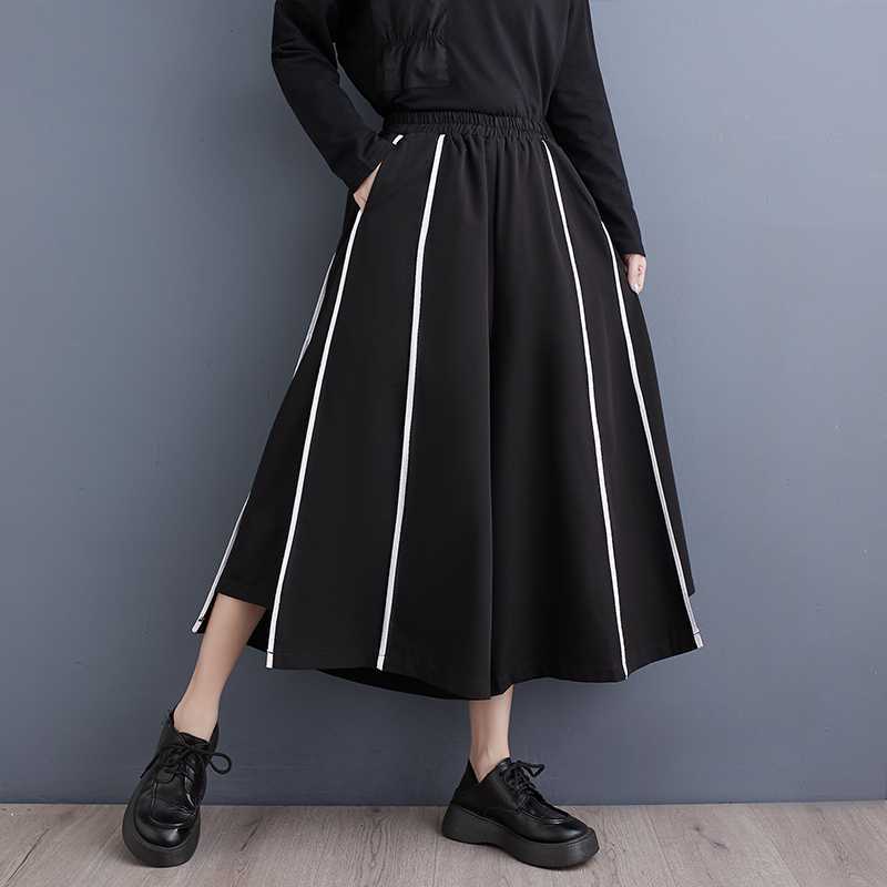 2024春 夏 九分丈 スカート風 ワイドパンツ キュロットスカート ドッキング 体型カバー 大きいサイズ ゴムウエスト 2024春 夏 九分丈 スカート風 ワイドパンツ キュロットスカート ドッキング 体型カバー 大きいサイズ ゴムウエスト