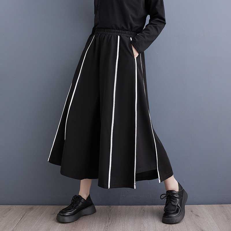 2024春 夏 九分丈 スカート風 ワイドパンツ キュロットスカート ドッキング 体型カバー 大きいサイズ ゴムウエスト 2024春 夏 九分丈 スカート風 ワイドパンツ キュロットスカート ドッキング 体型カバー 大きいサイズ ゴムウエスト