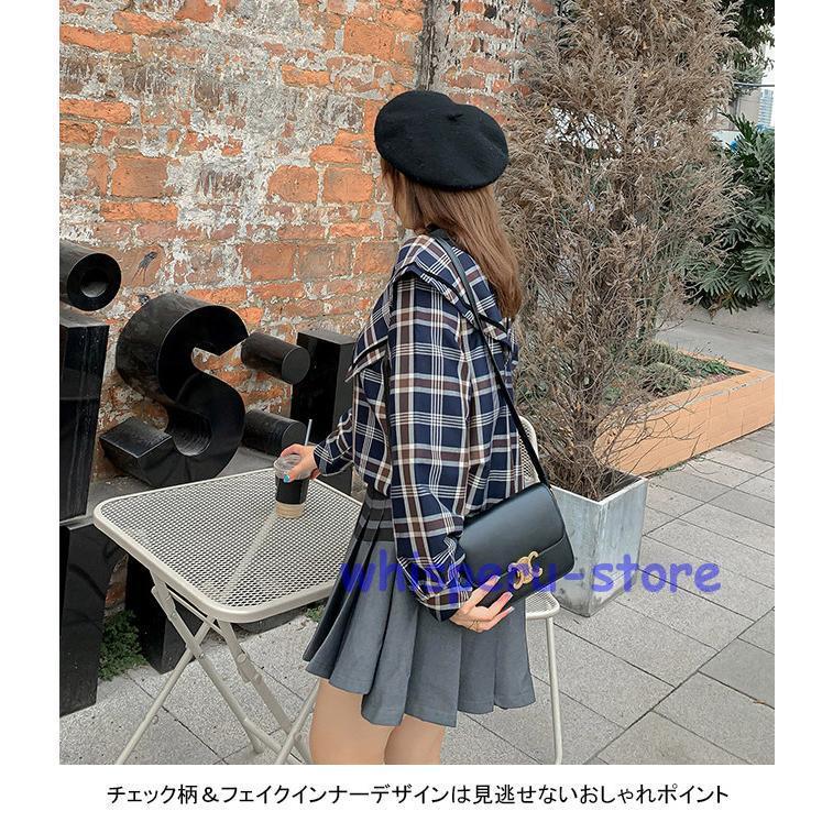 Tシャツ 長袖 レディース 長袖Tシャツ 大きいサイズ チェック柄 フェイクレイヤード グルーネック フリル襟 ソフト アウター トップス 薄手 快適 Tシャツ 長袖 レディース 長袖Tシャツ 大きいサイズ チェック柄