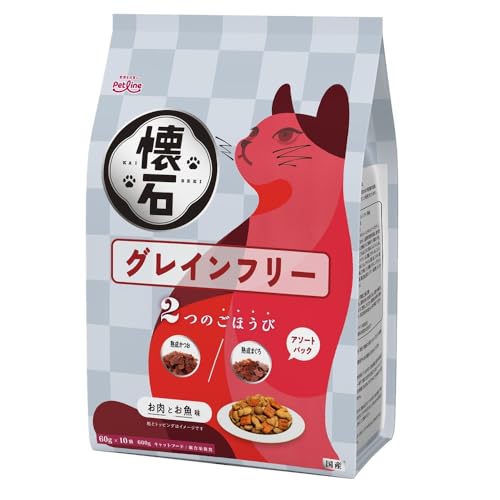 ペットライン 懐石 2つのごほうび グレインフリー キャットドライ グルメ【 国産/小分け/トッピング】 600g 10袋 (ケース販売)