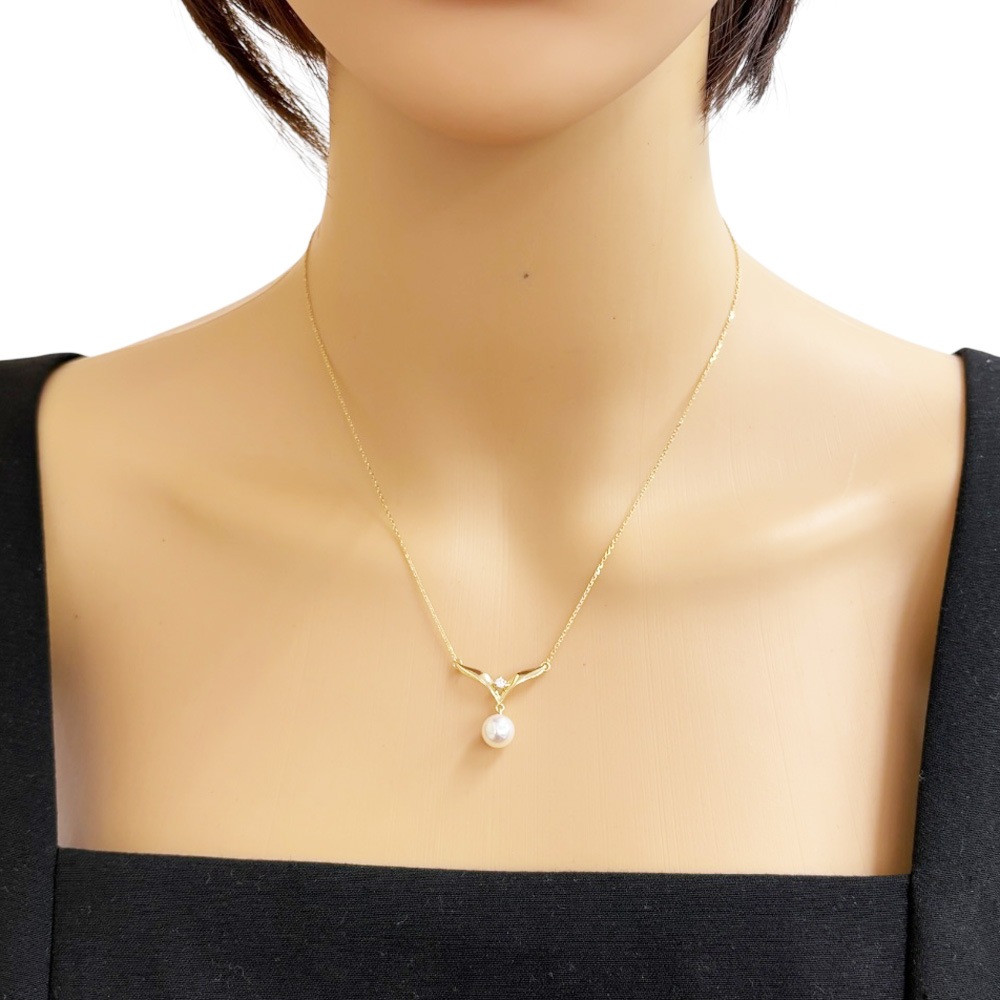 ミキモト ネックレス 18金 K18イエローゴールド パール MIKIMOTO 中古 美品 ミキモト ネックレス 18金 K18イエローゴールド パール MIKIMOTO 中古 美品
