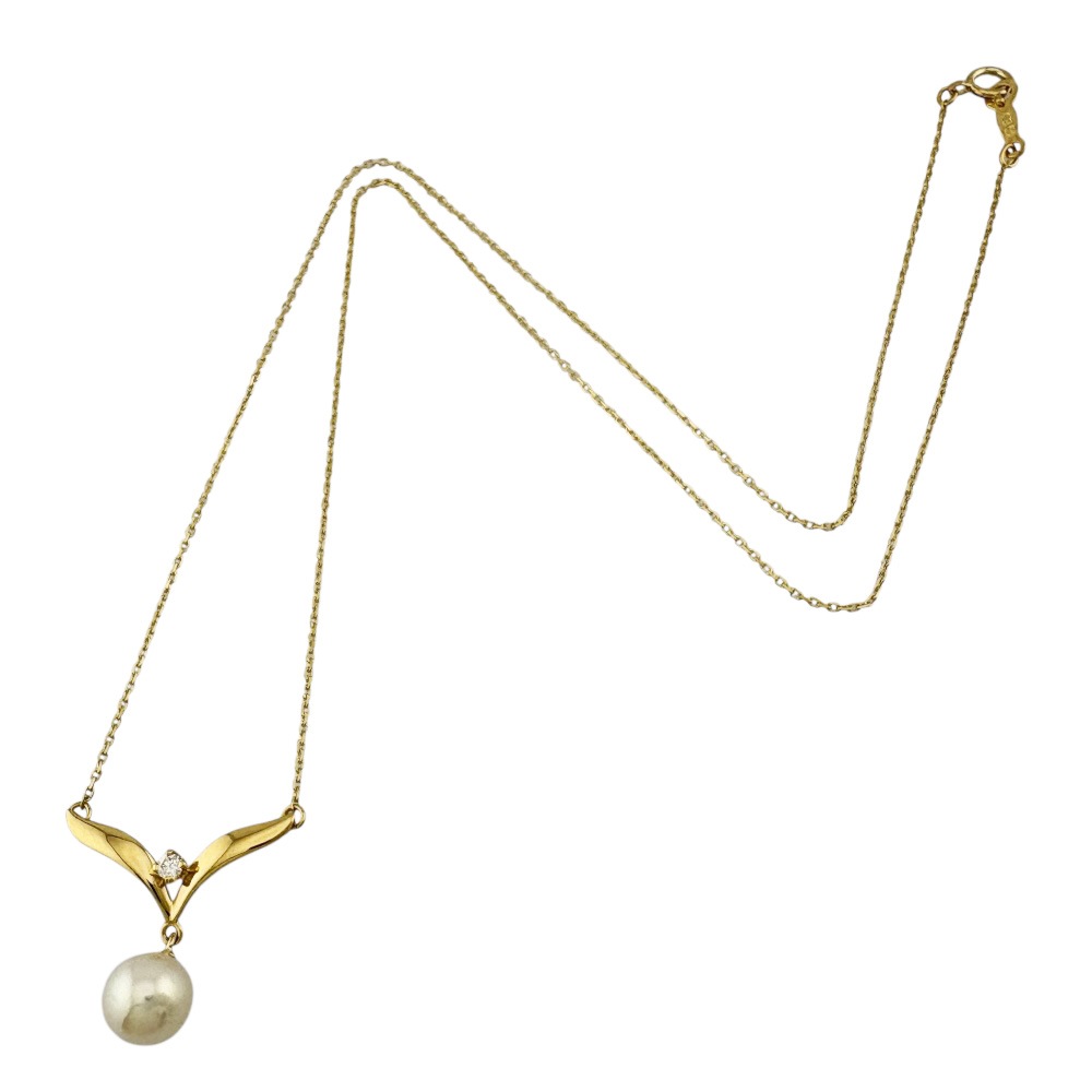ミキモト ネックレス 18金 K18イエローゴールド パール MIKIMOTO 中古 美品 ミキモト ネックレス 18金 K18イエローゴールド パール MIKIMOTO 中古 美品