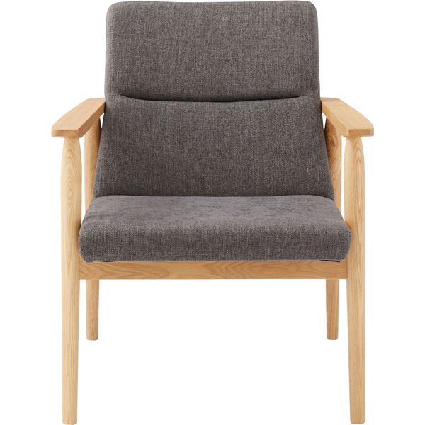 パーソナルチェア リビングチェア 幅63cm チャコールグレー 1人掛け 肘付き 木製フレーム ファブリック生地 リズ リビング ダイニング