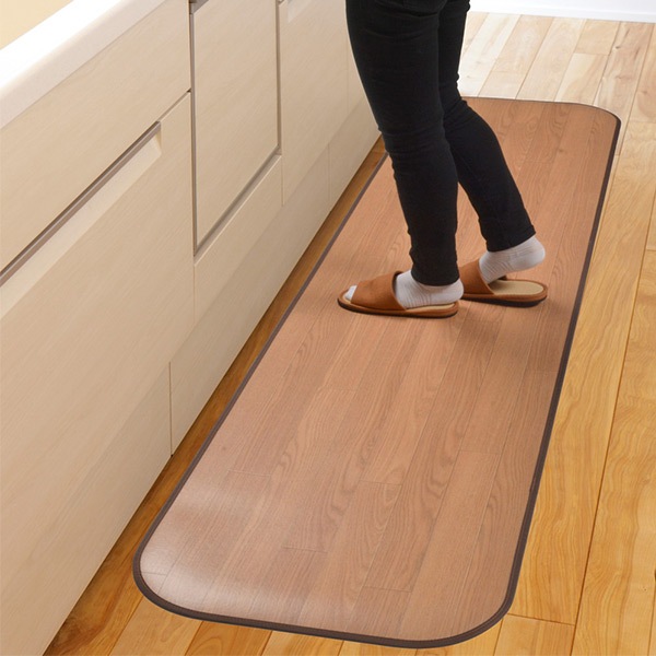 ラグ ダイニングラグ 撥水 180x45cm 木目調消臭フリーマット ニオクリン