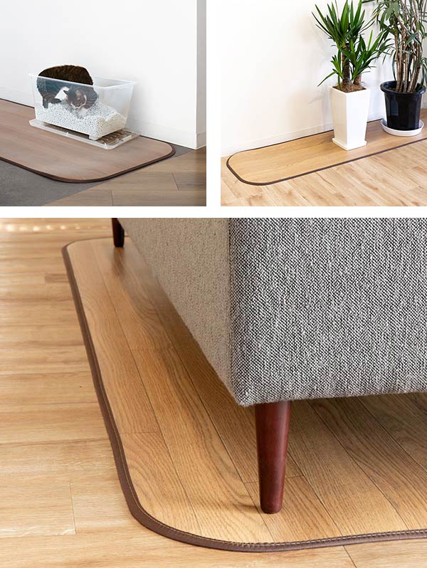 ラグ ダイニングラグ 撥水 180x45cm 木目調消臭フリーマット ニオクリン