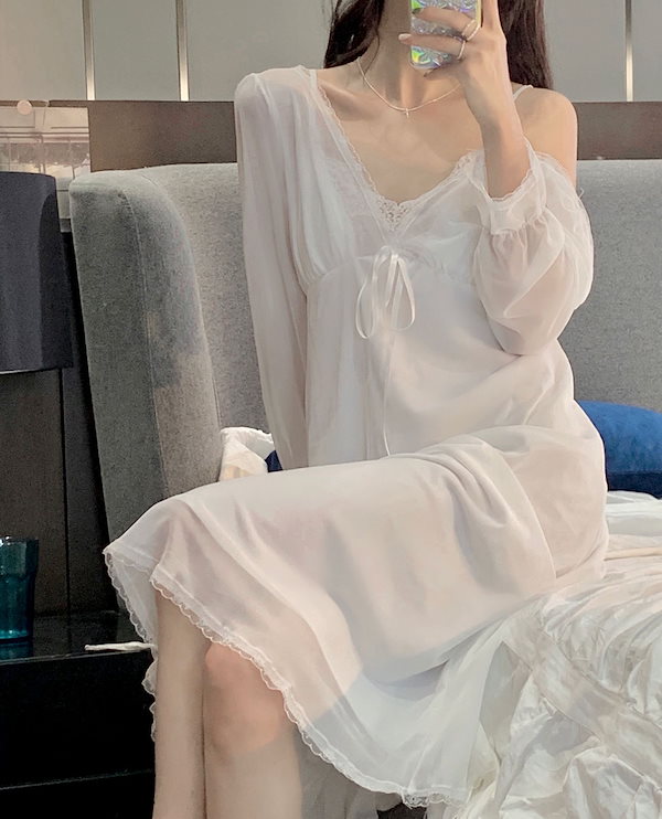 テディベア アンティーク ネグリジェ パジャマ 40cmドール お花のネグリジェ パジャマ パープル その他人形