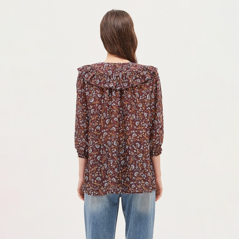 (シスレー) シスレーフラワーフリルシースルーブラウス SAWS08041-WI