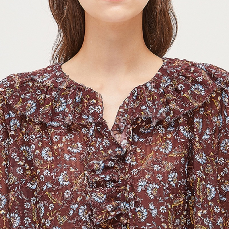 (シスレー) シスレーフラワーフリルシースルーブラウス SAWS08041-WI