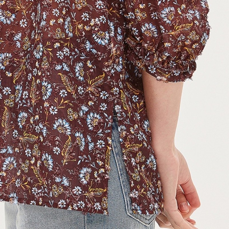 (シスレー) シスレーフラワーフリルシースルーブラウス SAWS08041-WI