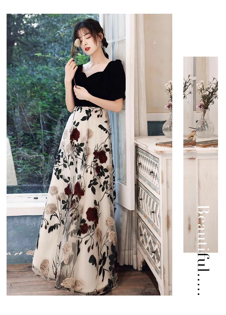 ドレス イブニングドレス パーティードレス ロング 黒 ベロア ベルベット 刺繍 花柄 オシャレ キレイめ ドッキング チュール ロングドレス 赤 パフスリーブ 発表会ドレス Aライン ロング丈 半袖 ドレス イブニングドレス パーティードレス ロング 黒 ベロア ベルベット 刺繍 花柄 オシャレ キレイめ ドッキング チュール ロングドレス 赤 パフスリーブ 発表会ドレス Aライン ロング丈 半袖