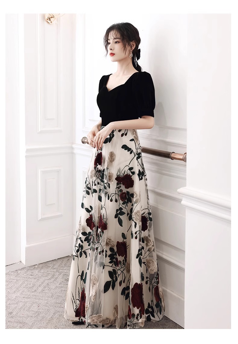 ドレス イブニングドレス パーティードレス ロング 黒 ベロア ベルベット 刺繍 花柄 オシャレ キレイめ ドッキング チュール ロングドレス 赤 パフスリーブ 発表会ドレス Aライン ロング丈 半袖 ドレス イブニングドレス パーティードレス ロング 黒 ベロア ベルベット 刺繍 花柄 オシャレ キレイめ ドッキング チュール ロングドレス 赤 パフスリーブ 発表会ドレス Aライン ロング丈 半袖