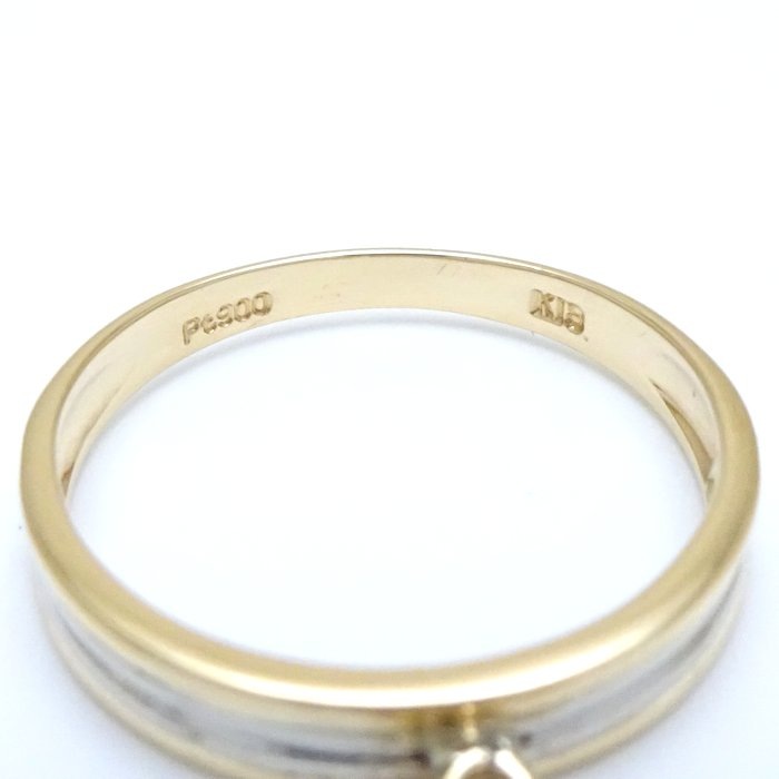 K22 1/20oz マン島エンジェル コイン 1987年 リング 指輪 金貨 11号 K18YG イエローゴールドxPt900プラチナ /65011【中古】