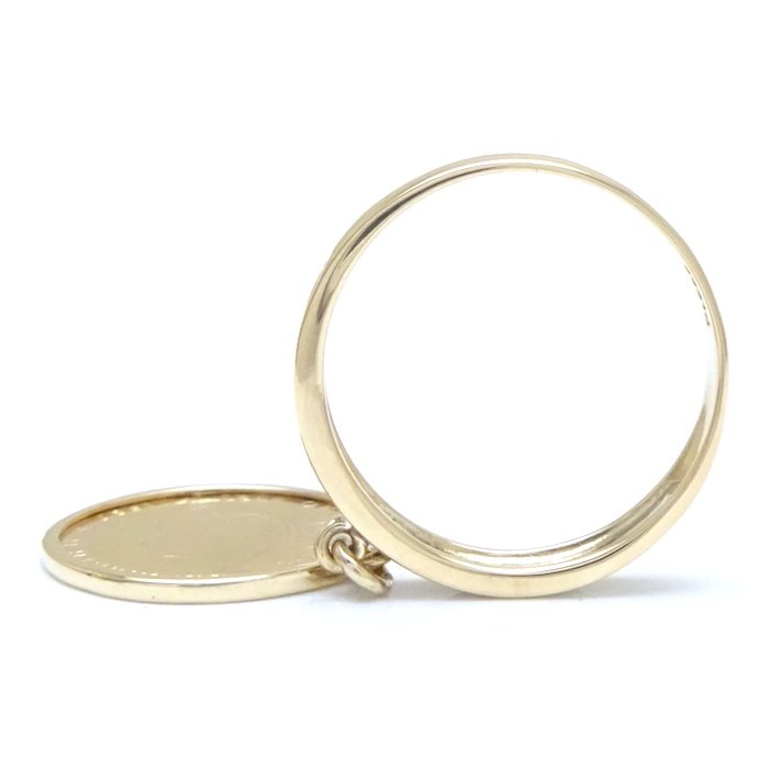 K22 1/20oz マン島エンジェル コイン 1987年 リング 指輪 金貨 11号 K18YG イエローゴールドxPt900プラチナ /65011【中古】