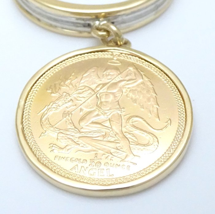 K22 1/20oz マン島エンジェル コイン 1987年 リング 指輪 金貨 11号 K18YG イエローゴールドxPt900プラチナ /65011【中古】