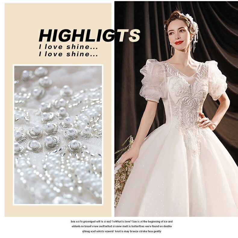 ウェディングドレス 袖あり 半袖 ロングドレス エレガント プリンセスラインドレス きれいめ パーティードレス ワンピース 披露宴 前撮りドレス 二次会 結婚式 お嫁さん フォーマルドレス 撮影 ビー