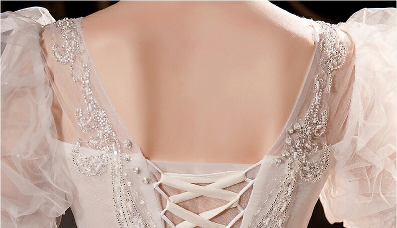 ウェディングドレス 袖あり 半袖 ロングドレス エレガント プリンセスラインドレス きれいめ パーティードレス ワンピース 披露宴 前撮りドレス 二次会 結婚式 お嫁さん フォーマルドレス 撮影 ビー