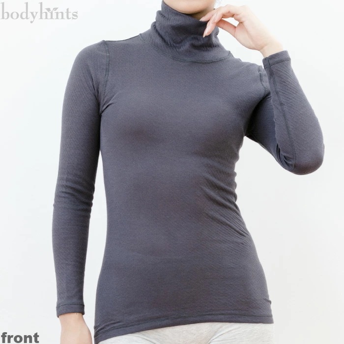 綿100% ハイネック長袖インナー レディース ふわふわエアリーガーゼ リバーシブル着用可 敏感肌 汗取り 冷えとり 冷え取り 冷え性 コットン 100 おしゃれ 締め付けない 肌着 無地 シンプル
