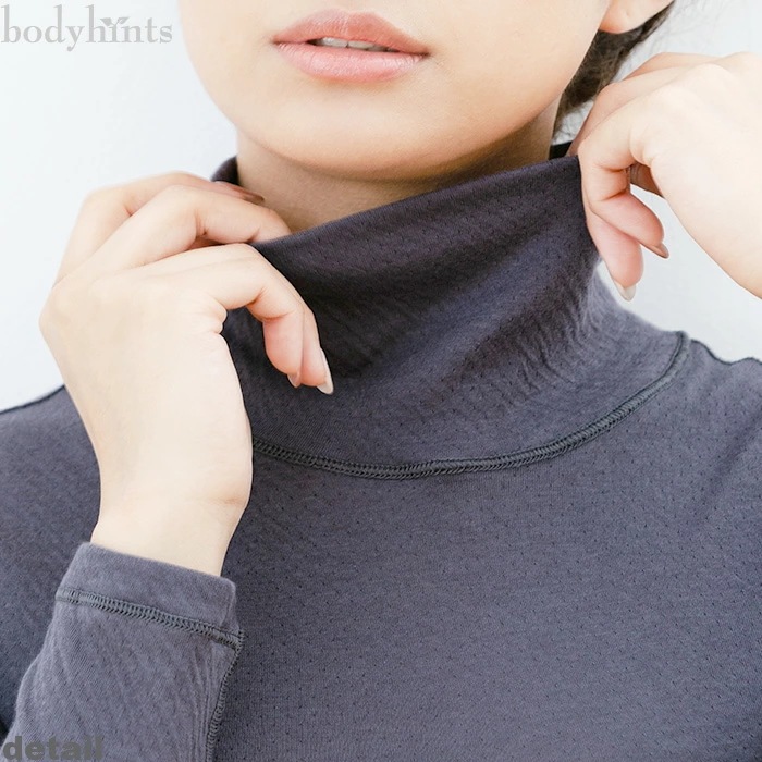 綿100% ハイネック長袖インナー レディース ふわふわエアリーガーゼ リバーシブル着用可 敏感肌 汗取り 冷えとり 冷え取り 冷え性 コットン 100 おしゃれ 締め付けない 肌着 無地 シンプル