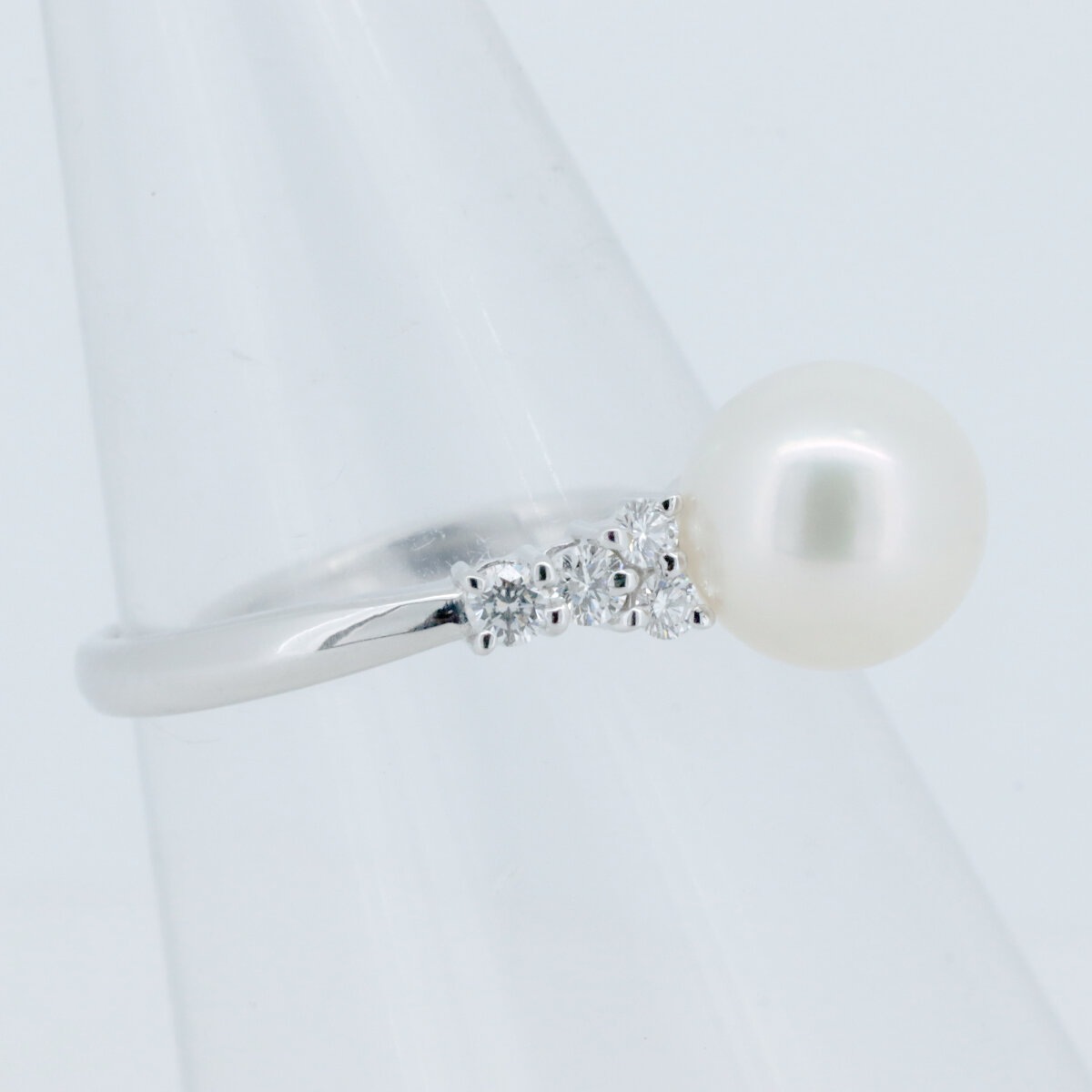 パール ダイヤモンド リング 指輪 8.5ミリ 0.28ct 18.5号 Pt900(プラチナ) 質屋出品 パール ダイヤモンド リング 指輪 8.5ミリ 0.28ct 18.5号 Pt900(プラチナ) 質屋出品