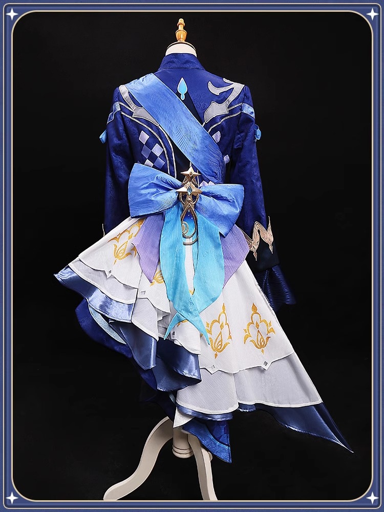 Monenjoy 原神　フリーナ　衆の水の頌歌　帽子付　金属パーツ　ウィッグ　水流転の輝き　戦闘服　スカート　豪華番　可愛い　学園祭　舞台衣装　変装 制服　礼服 コスプレ衣装　服　イベント　ハロウィン