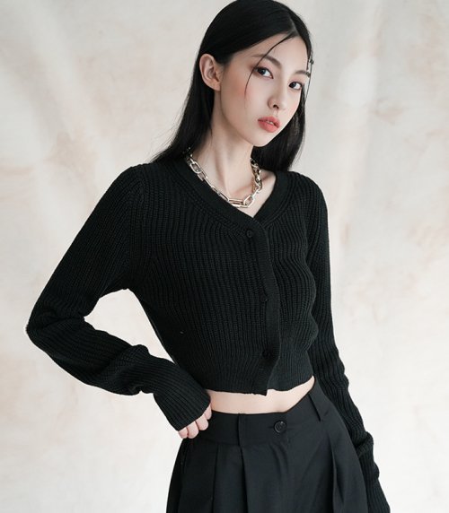 V-neck Crop Cardigan - 7 COL
